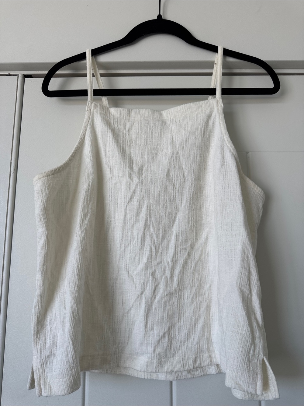 Madewell Ivory Textured Spaghetti-Strap Top